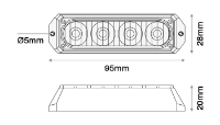 DBG LED Strobe Warning Light | Amber | 4 LED | R65 - [308.LED4XA]