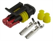 TE AMP Superseal 1.5 Series 2-Way Plug Connector Kit w/ Female Socket Terminals for 0.75-1.5mm² Cable - Pack of 1