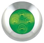 LED Autolamps 75CLG (75mm) GREEN 4-LED Round Interior Light with CHROME Bezel 12V