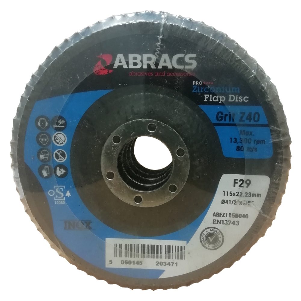 ABRACS 115mm x 22mm Z40 Zirconium Flap Disc (5 Pack)
