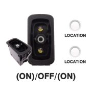 Carling L-Series Rocker Switch Base | 12/24V | Momentary (ON)/OFF/Momentary (ON) | DP | 2xLED White/White (L/L) | Pack of 1 - [275.8611]