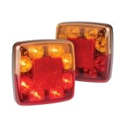 LED Autolamps 98 Series 12V Square LED Rear Combination Light w/ Reflex | 100mm | S/T/I | Pack of 2 - [98BAR2]