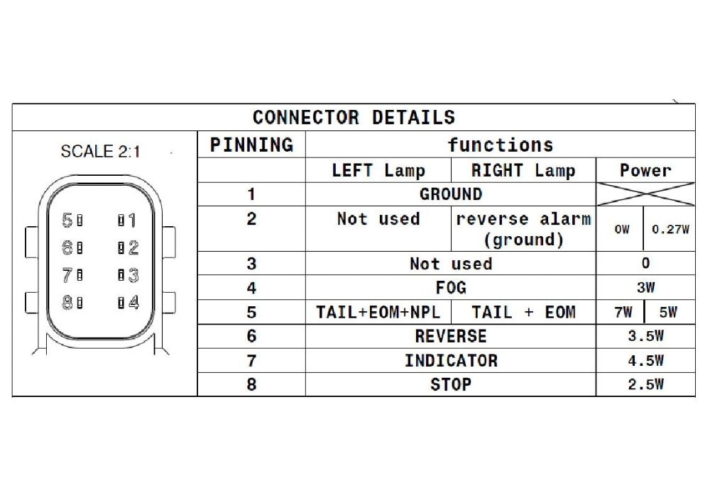 Vignal LC11 LED LH REAR COMBINATION Light with SM & NPL (Rear HDSCS Connector) 24V - 160240