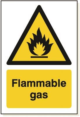 DBG FLAMMABLE GAS Sign 360x240mm (Self Adhesive) - Pack of 1