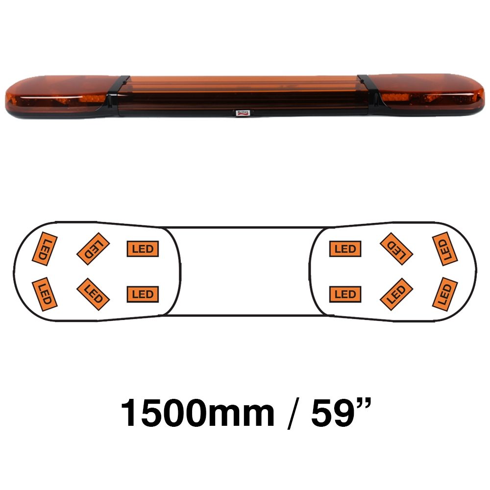 Britax A13 Series 1500mm LED R65 Amber/Amber 12 Module Lightbar [A13770.100.DV]