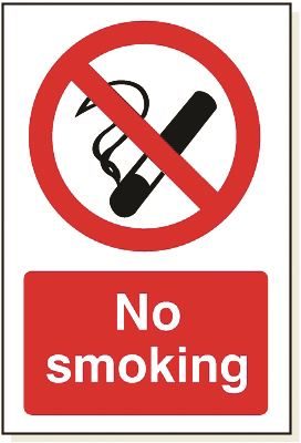 DBG NO SMOKING Sign 360x240mm (Self Adhesive) - Pack of 1