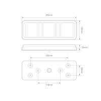 LED Autolamps 283 Series 12/24V LED Rear Combination Light w/ Reflex | 283mm | Left/Right | S/T/I w/ Reverse - [283WARM] - Line Drawing