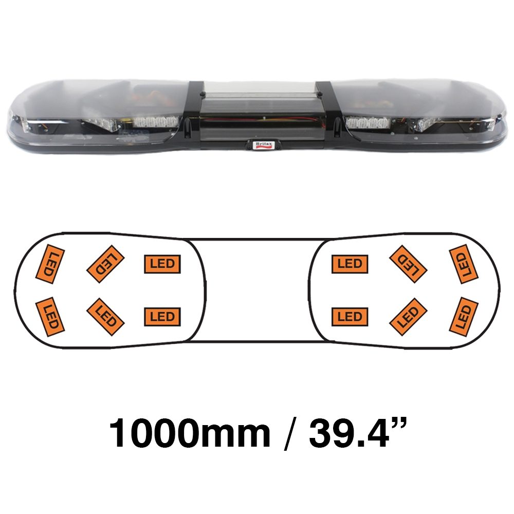 Britax A13 Series 1000mm LED R65 Amber/Clear 12 Module Lightbar [A13730.140.DV]