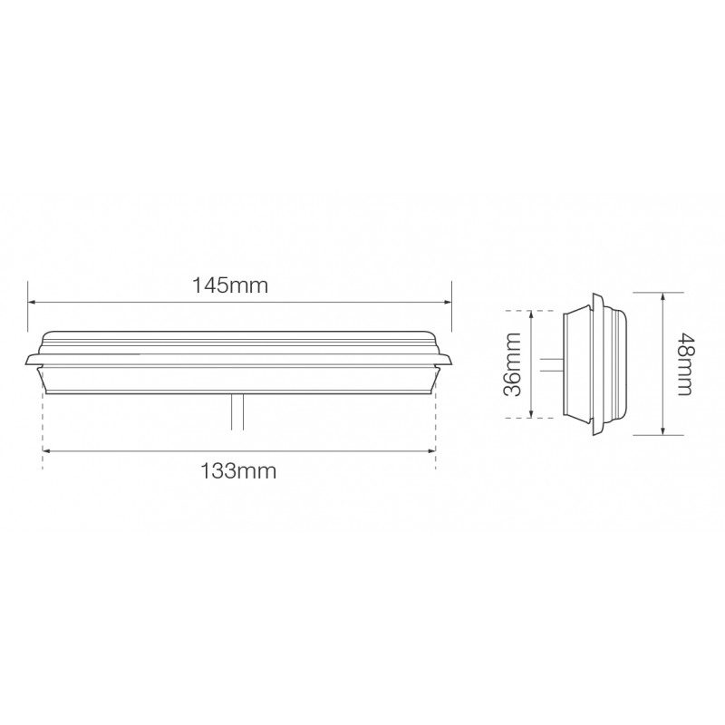 LED Autolamps 135 Series 12/24V Slim-line LED Indicator Light | 135mm | Grommet | Fly Lead - [135AMGE] - Line Drawing