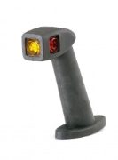 Rubbolite M840 Series LED RIGHT End-Outline Marker Light w/ Side - 60° Stalk Horizontal Mount | Cable Entry [840/01/04]