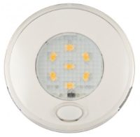 LED Autolamps 79WWR12 (79mm) WHITE 6-LED Round Interior Light with SWITCH WHITE Bezel 70lm 12V