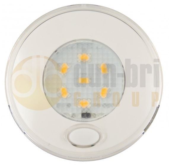 LED Autolamps 79WWR12 (79mm) WHITE 6-LED Round Interior Light with SWITCH WHITE Bezel 70lm 12V
