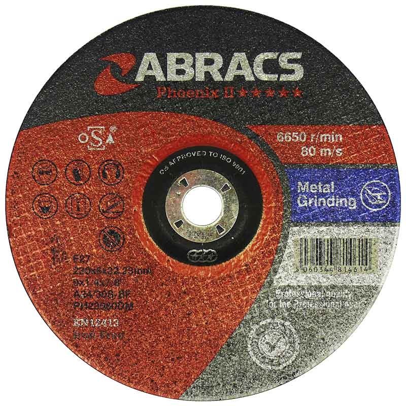 ABRACS PHOENIX II 100mm x 6.0mm x 16mm DPC Metal Grinding Disc - Pack of 5