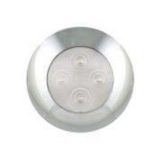 LED Autolamps 75CLI (75mm) WHITE 4-LED Round Interior Light with CHROME Bezel 12V