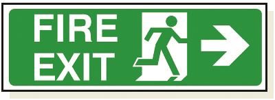 DBG FIRE EXIT RIGHT ARROW Sign 360x120mm (Self Adhesive) - Pack of 1