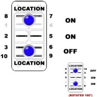 Carling V-Series Rocker Switch Base | 24V | ON/ON/OFF | SP | 2xLED Blue/Blue (L/L) | Pack of 1 - [273.637]