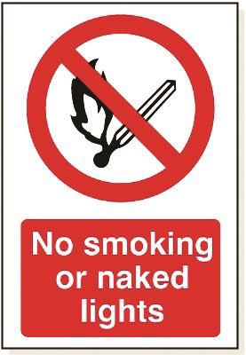 DBG NO SMOKING OR NAKED FLAMES Sign 360x240mm (Foamex) - Pack of 1