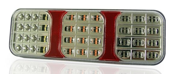 DBG COMBI III Series 12/24V LED Rear Combination Light | Clear | 284mm | S/T/I w/ Reverse | Left/Right | Fly Lead - [344.055A]