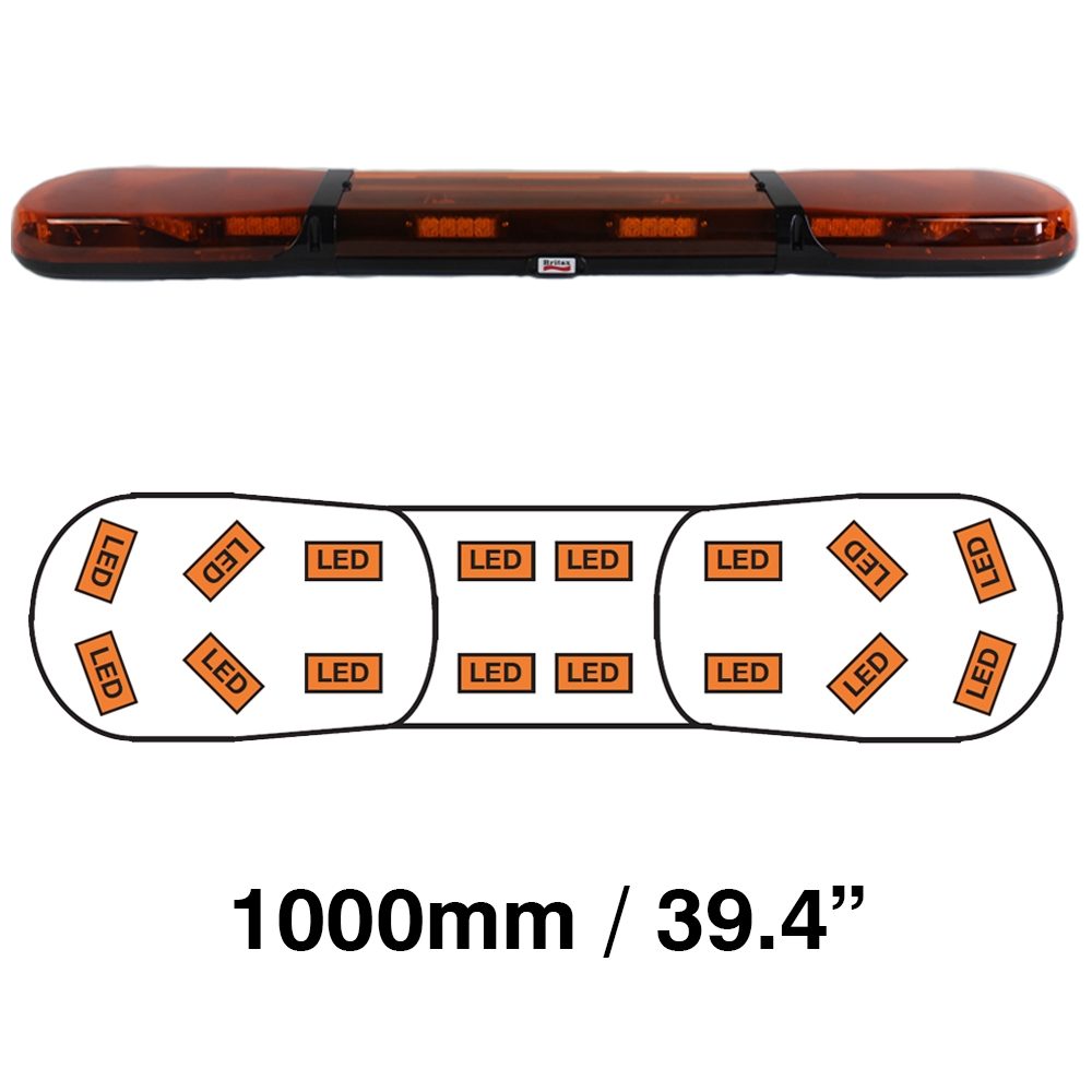 Britax A13 Series 1000mm LED R65 Amber/Amber 16 Module Lightbar [A13730.200.DV]
