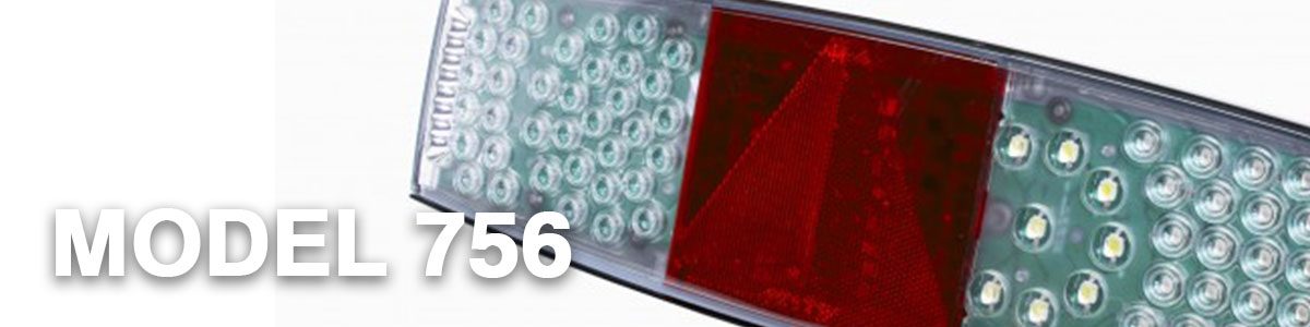 Rubbolite M756 Series 24V Trailer LED Rear Combination Lights w/ Triangle Reflex | 445mm