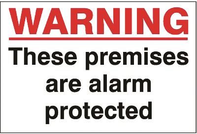 DBG WARNING PREMISES ALARMED Sign 360x240mm (Foamex) - Pack of 1