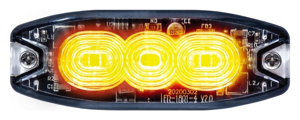 DBG LED Strobe Warning Light | Slim | Amber | 3 LED | R65 - [308.LED3A]