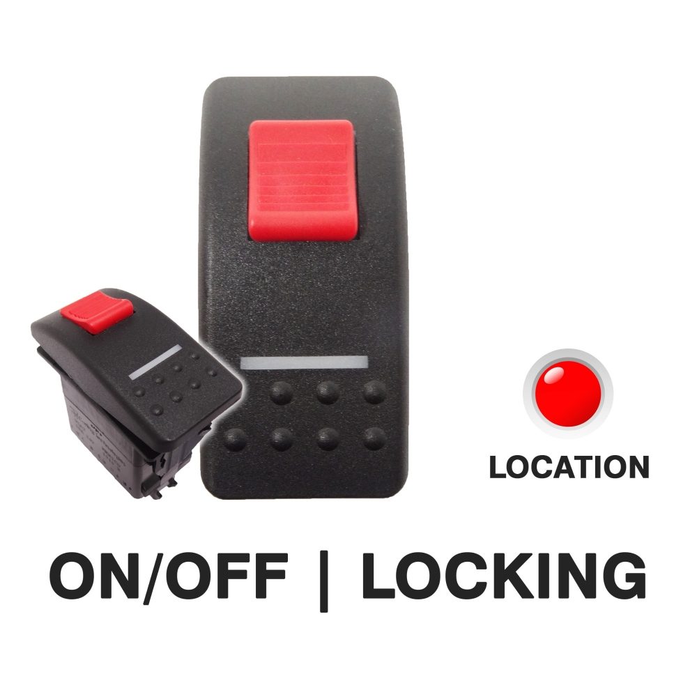 Carling V-SERIES CONTURA II LOCKING Rocker Switch 12V ON/OFF SP 1x LED RED with BAR - [273.1501]
