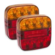 LED Autolamps 99 Series 12V Square LED Rear Combination Light w/ Reflex | 107mm | Pack of 2 - [99AR2]