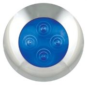 LED Autolamps 75CLB (75mm) BLUE 4-LED Round Interior Light with CHROME Bezel 12V