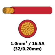 DBG 16.5A (1mm²) RED Single Core Thin Wall Automotive Cable | 50m - [540.4102HT/50R]