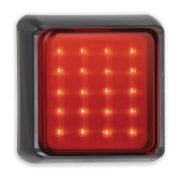 LED Autolamps 125 Series 12/24V Square LED Rear Fog Light | 125mm | Fly Lead | Black - [125FME]