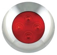 LED Autolamps 75CLR (75mm) RED 4-LED Round Interior Light with CHROME Bezel 12V