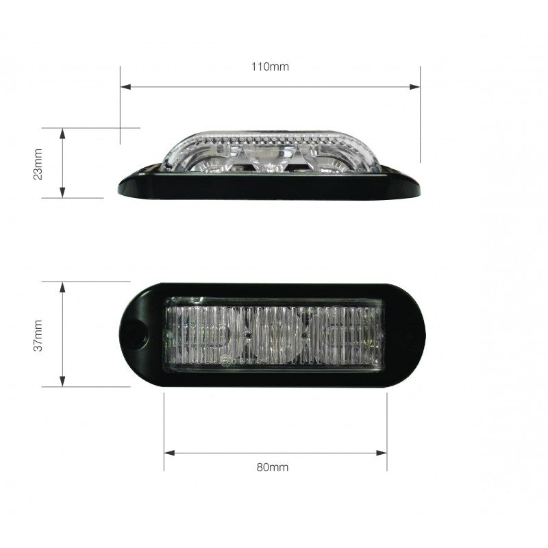 LED Autolamps LED3DVA180 AMBER 3-LED Directional Warning Module 12/24V