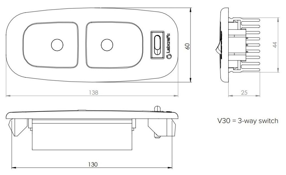 Labcraft V30 Vanlite (138mm) 2-LED Interior Light 624lm 12/24V // MERCEDES VOLKSWAGEN