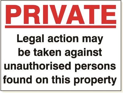 DBG PRIVATE LEGAL ACTION Sign 480x360mm (Foamex Board) - Pack of 1