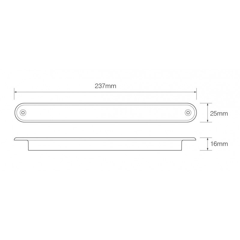 LED Autolamps 235 Series 24V Slim-line LED Indicator Light (Dynamic) | 237mm | Clear | Fly Lead - [235AC24-DI] - Line Drawing