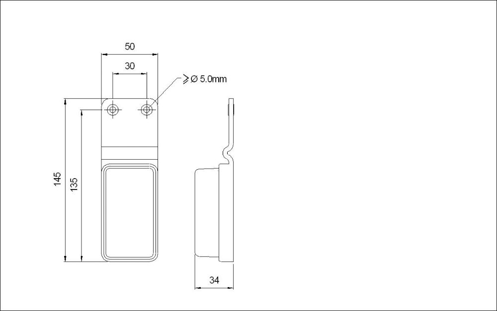 Rubbolite M551 Series Side Marker Light | Bracket | Cable Entry - [551/03/00]