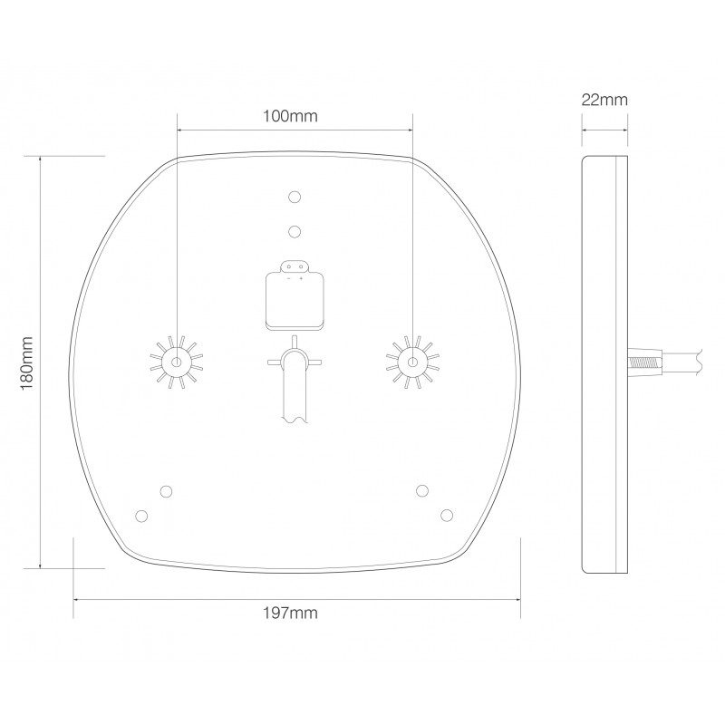 LED Autolamps EU195 Series 12/24V LED Rear Combination Light w/ Triangle Reflex | 197mm | Left | S/T/I - [EU195L] - Line Drawing