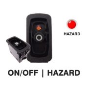 Carling L-Series Rocker Switch Base | 12/24V | ON/ON | HAZARD | DP | 1xLED Red (D) | Pack of 1 - [275.8312]