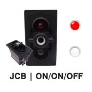 Carling V-Series Rocker Switch Base (JCB Type) | 14V | ON/ON/OFF | SP | 2xLED Red/White | Pack of 1 - [273.1039]