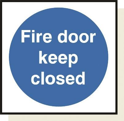 DBG FIRE DOOR KEEP CLOSED Sign 120x120mm (Self Adhesive) - Pack of 1