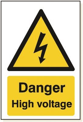 DBG DANGER HIGH VOLTAGE Sign 360x240mm (Self Adhesive) - Pack of 1